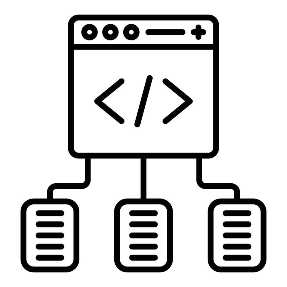 ícone de linha de estrutura de código vetor
