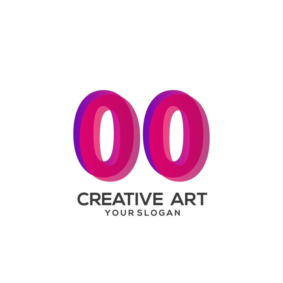 design de gradiente de logotipo de número 00 colorido vetor