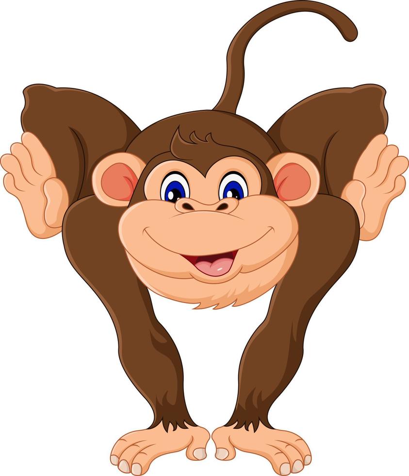 macaco bonito dos desenhos animados vetor