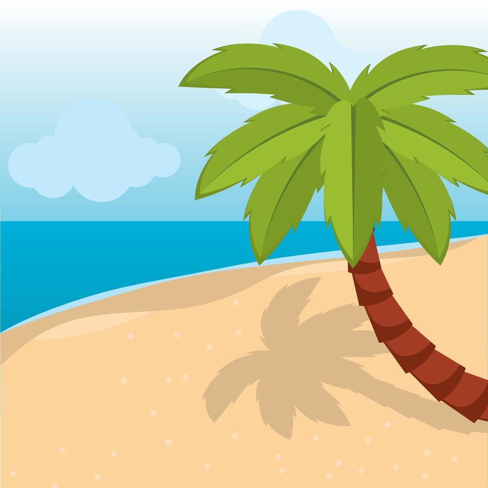 cartaz palmeiras praia paisagem verão ilustração vetorial vetor