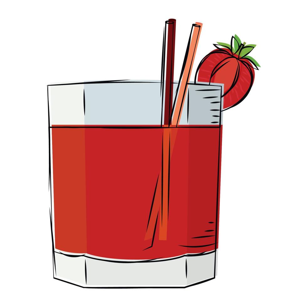 ilustração vetorial de bebida de coquetel de morango vermelho isolado vetor