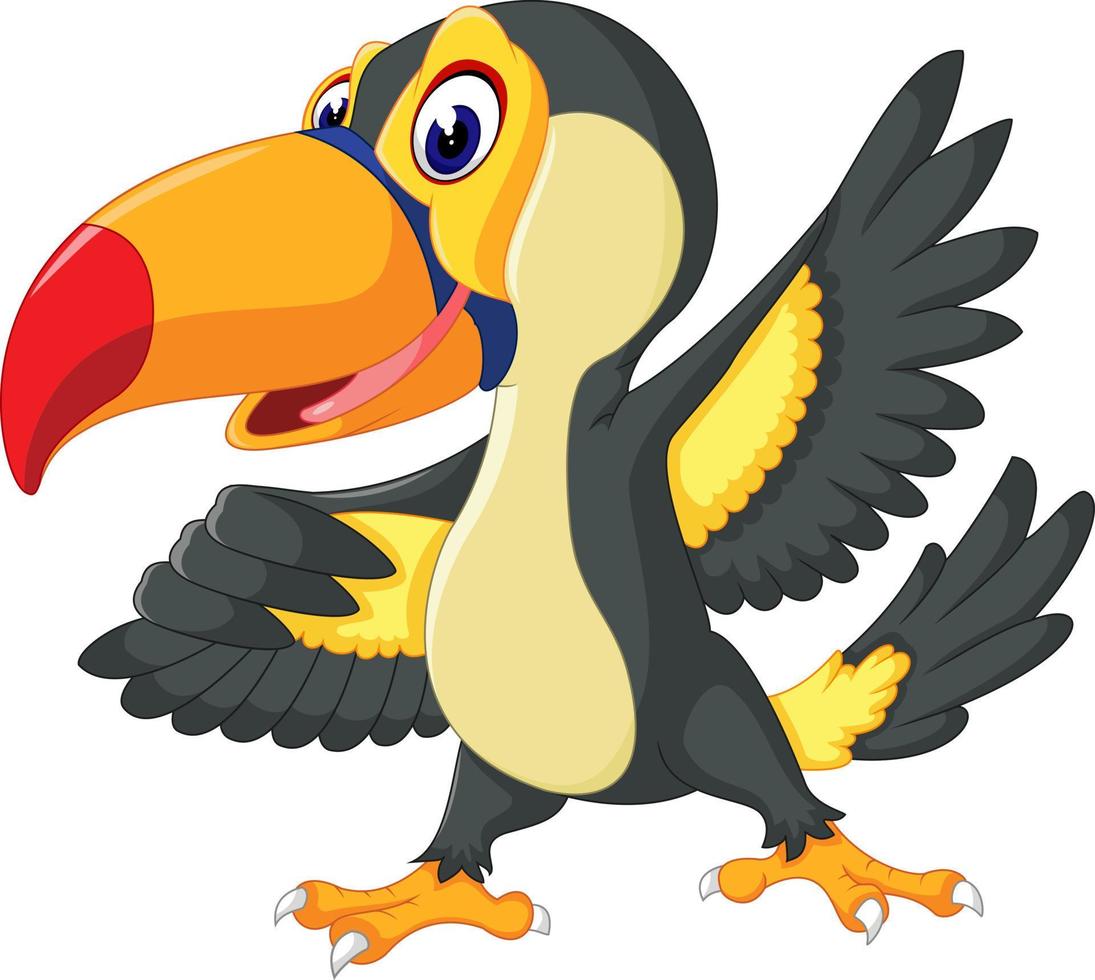 desenho animado pássaro feliz tucano vetor