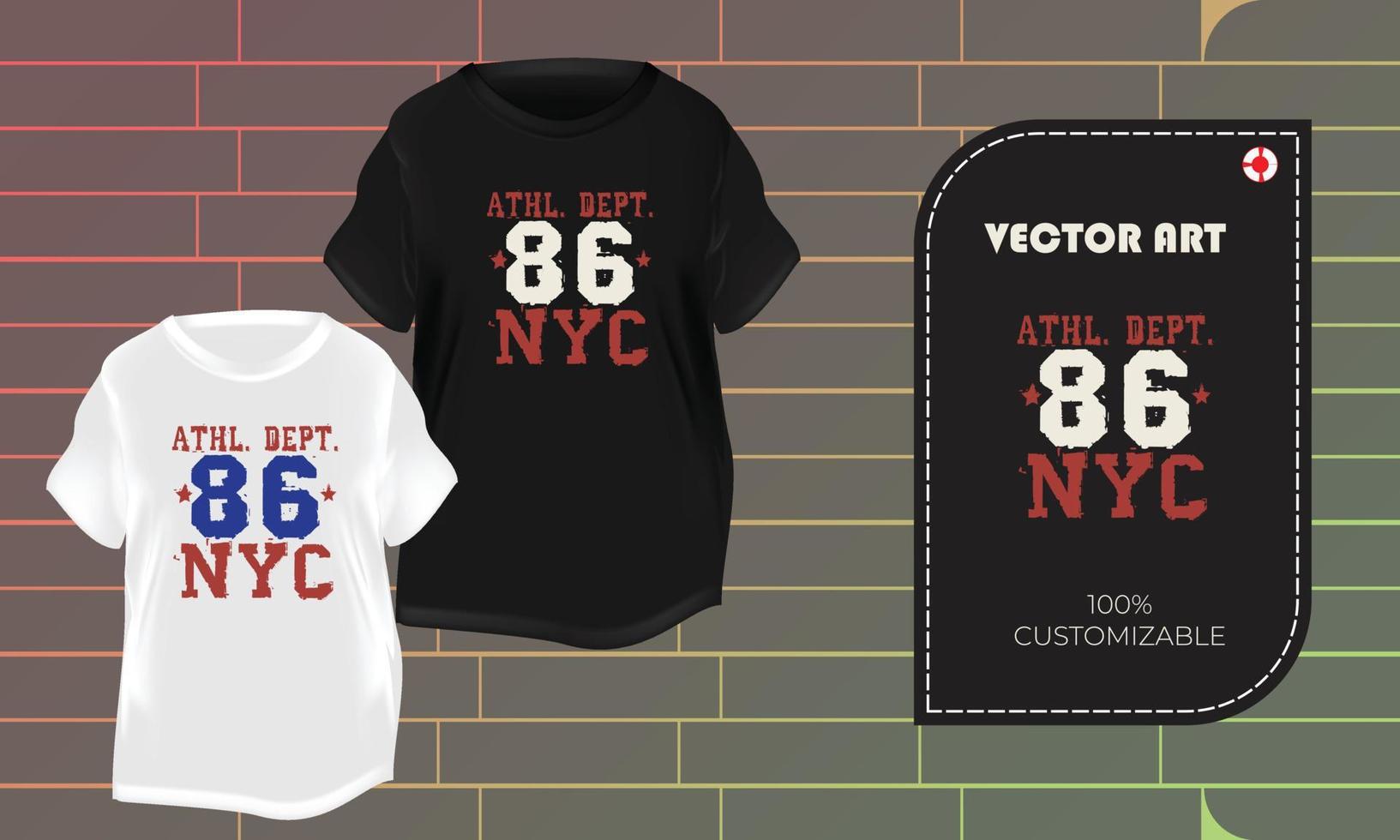 design de camiseta eua nyc brooklyn estilo de vida design de vestuário parte frontal roupas vintage roupas esportivas esportivas vetor