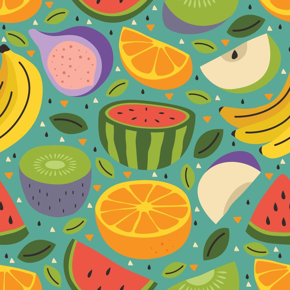 frutas tropicais doodle sem costura de fundo vetor