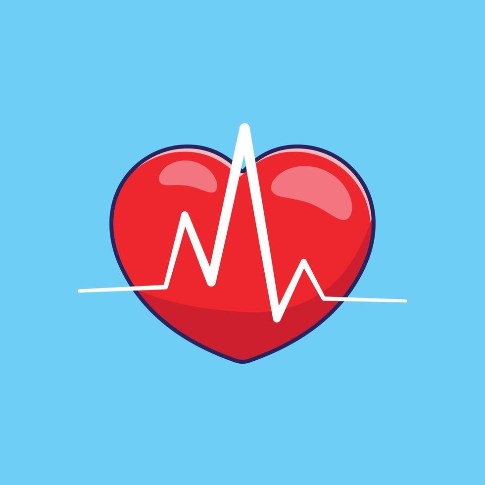 coração vermelho com fundo médico de linha de batimento cardíaco vetor