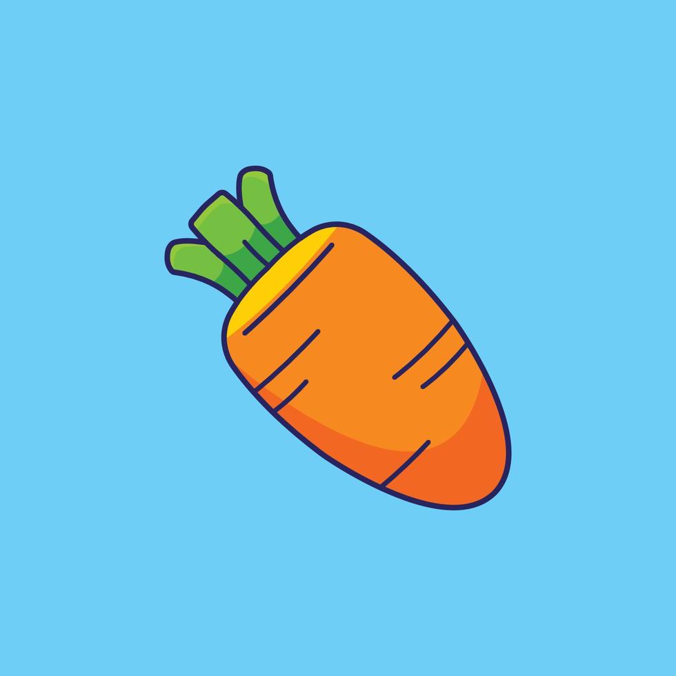 desenho de ícone vegetal de cenoura bonito sobre fundo azul vetor