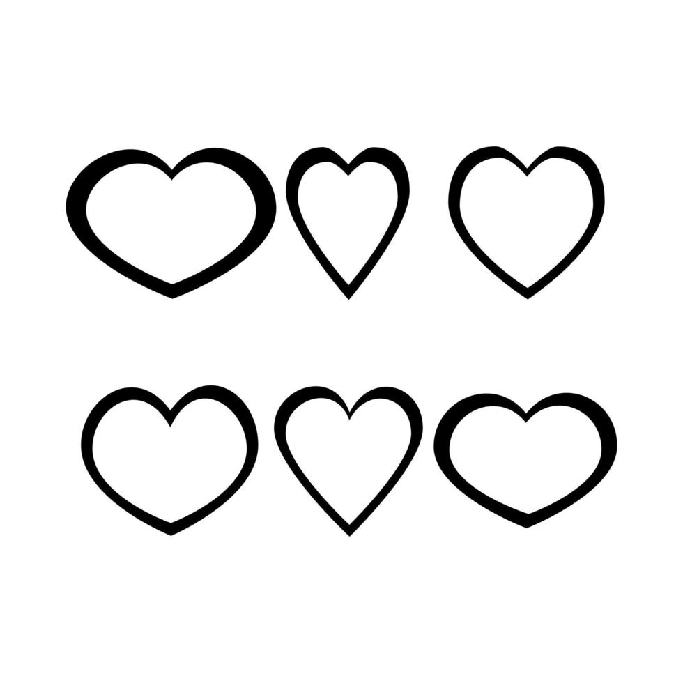 coleção de ícone de coração em fundo branco. ilustração vetorial. vetor
