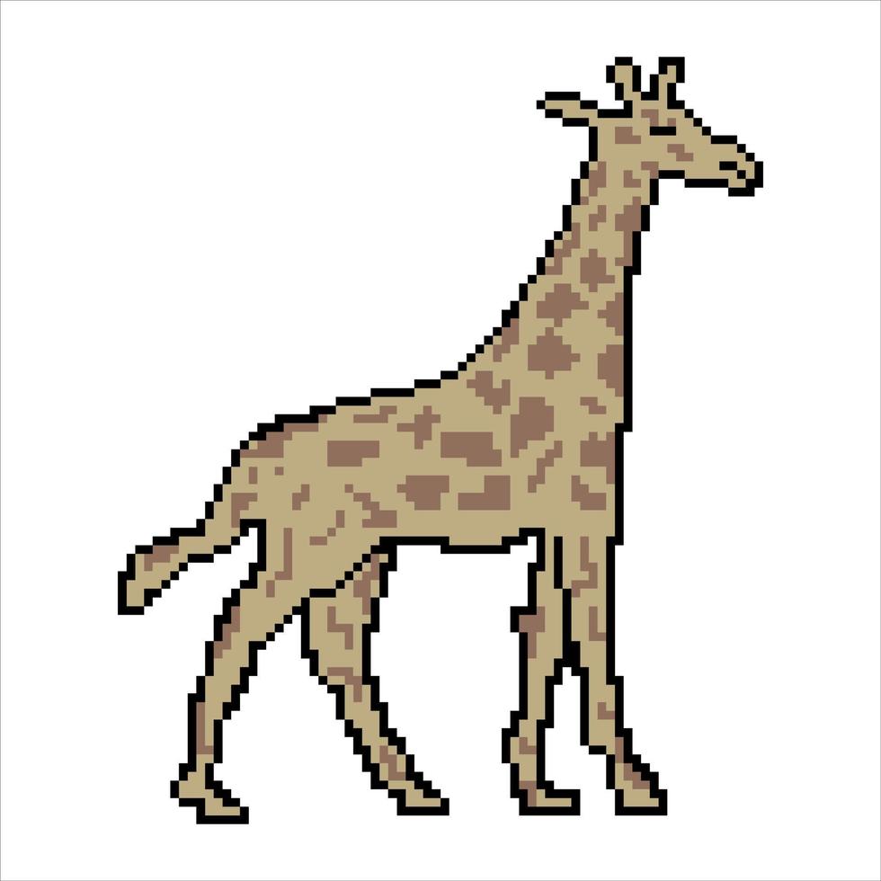 girafa com design de pixel art em fundo branco. ilustração vetorial. vetor