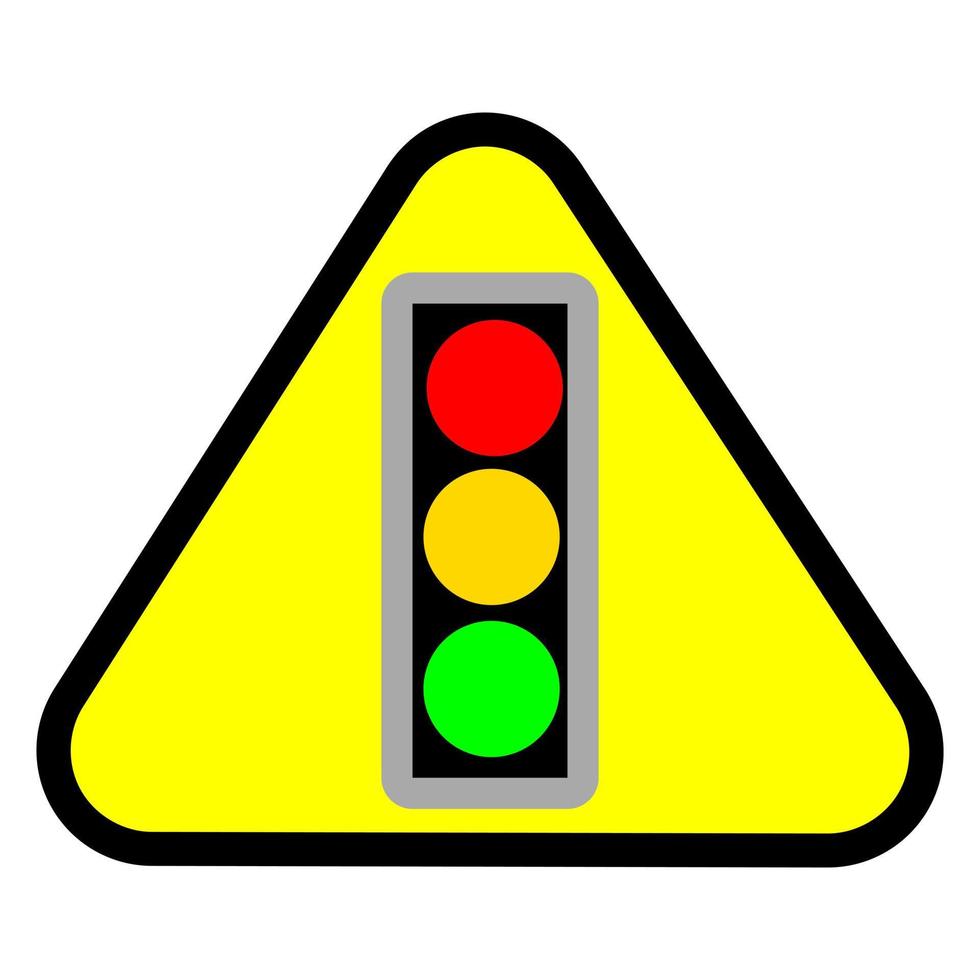 ícone de semáforo com sinal de triângulo amarelo. isolado no fundo branco. vetor
