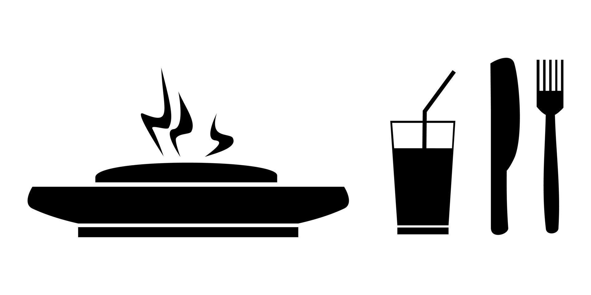 ícone de vetor de comida, bebida e restaurante em fundo branco.