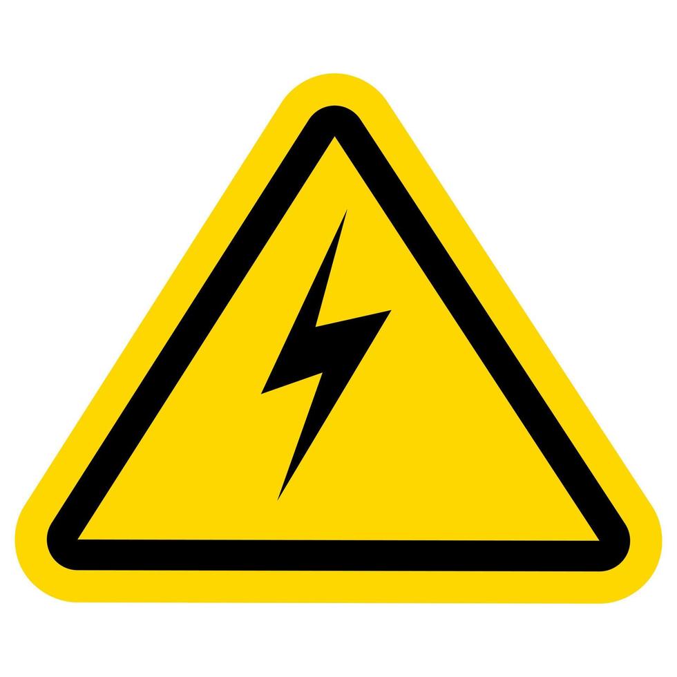 sinais de alta tensão do perigo do raio. sinal de aviso amarelo do triângulo. ilustração vetorial. vetor