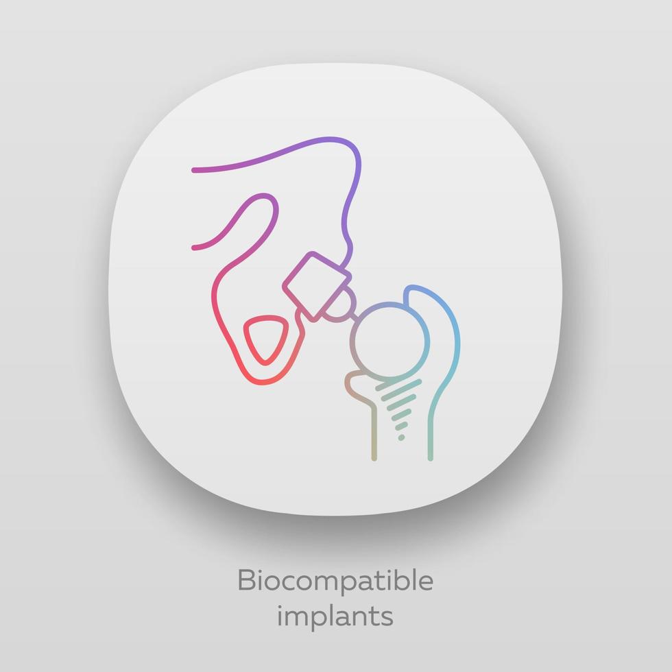 ícone do aplicativo de implantes biocompatíveis. compatível com material de tecido vivo. articulação artificial. Bioengenharia. interface de usuário ui ux. web ou aplicativos móveis. ilustrações vetoriais isoladas vetor