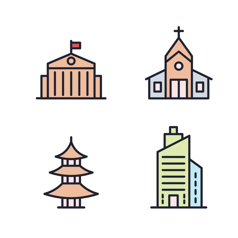 modelo de símbolo de ícone de conjunto de construção para ilustração em vetor de logotipo de coleção de design gráfico e web