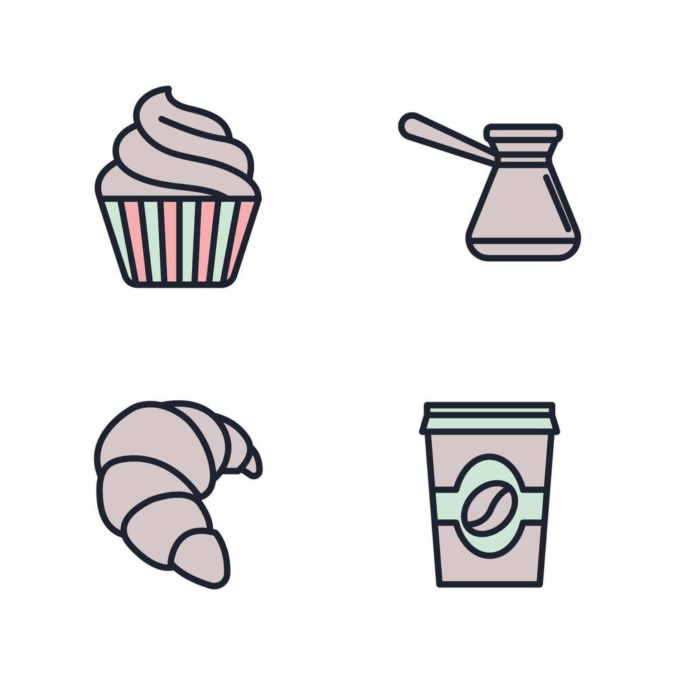 café definir modelo de símbolo de ícone para ilustração em vetor de logotipo de coleção de design gráfico e web