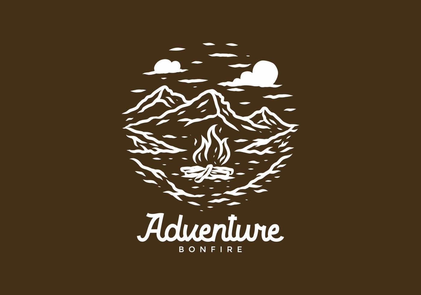 cor marrom branca do desenho de ilustração de acampamento de aventura vetor