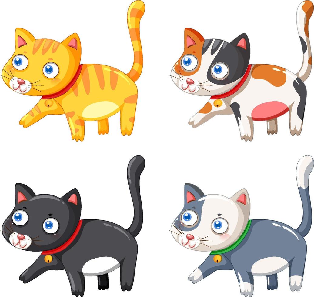 conjunto de personagem de desenho animado de gato fofo vetor