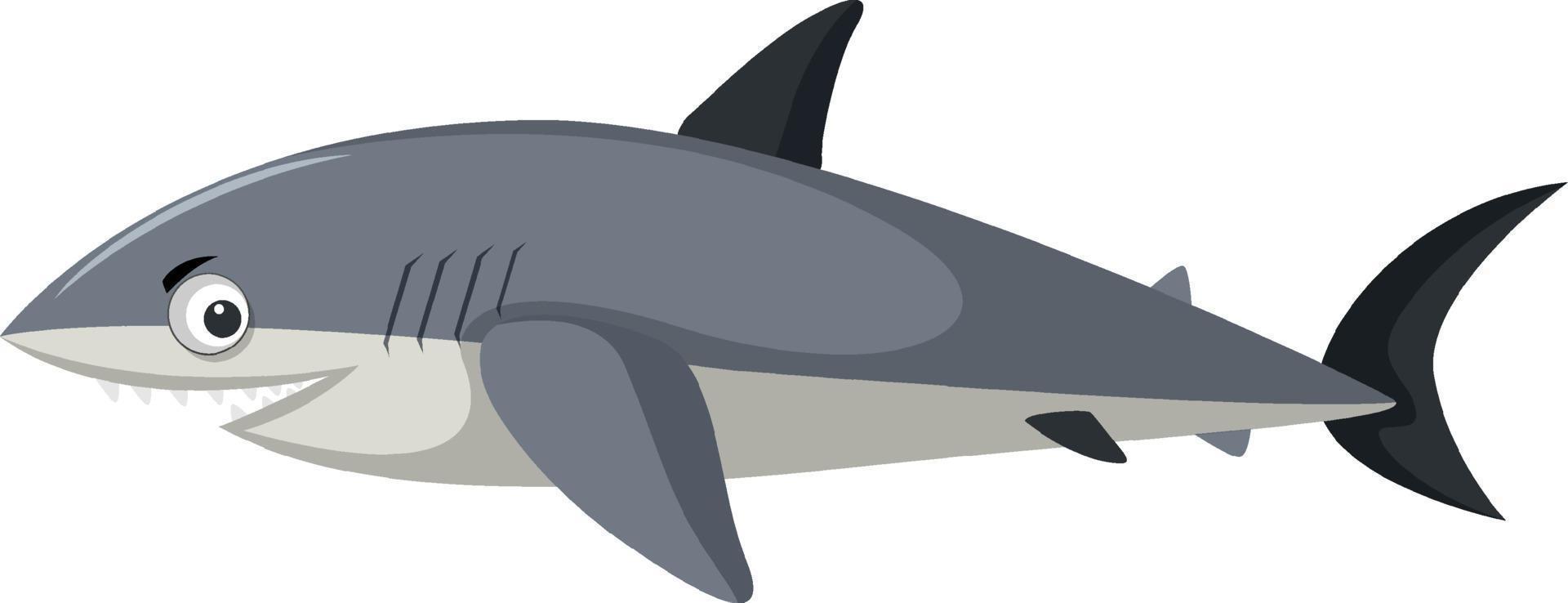 personagem de desenho animado de tubarão bonito isolado vetor