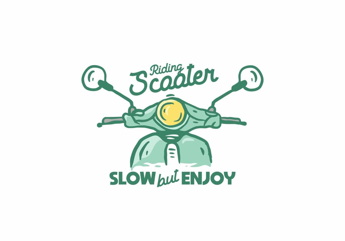 andando de scooter devagar, mas aproveite o desenho de ilustração vetor