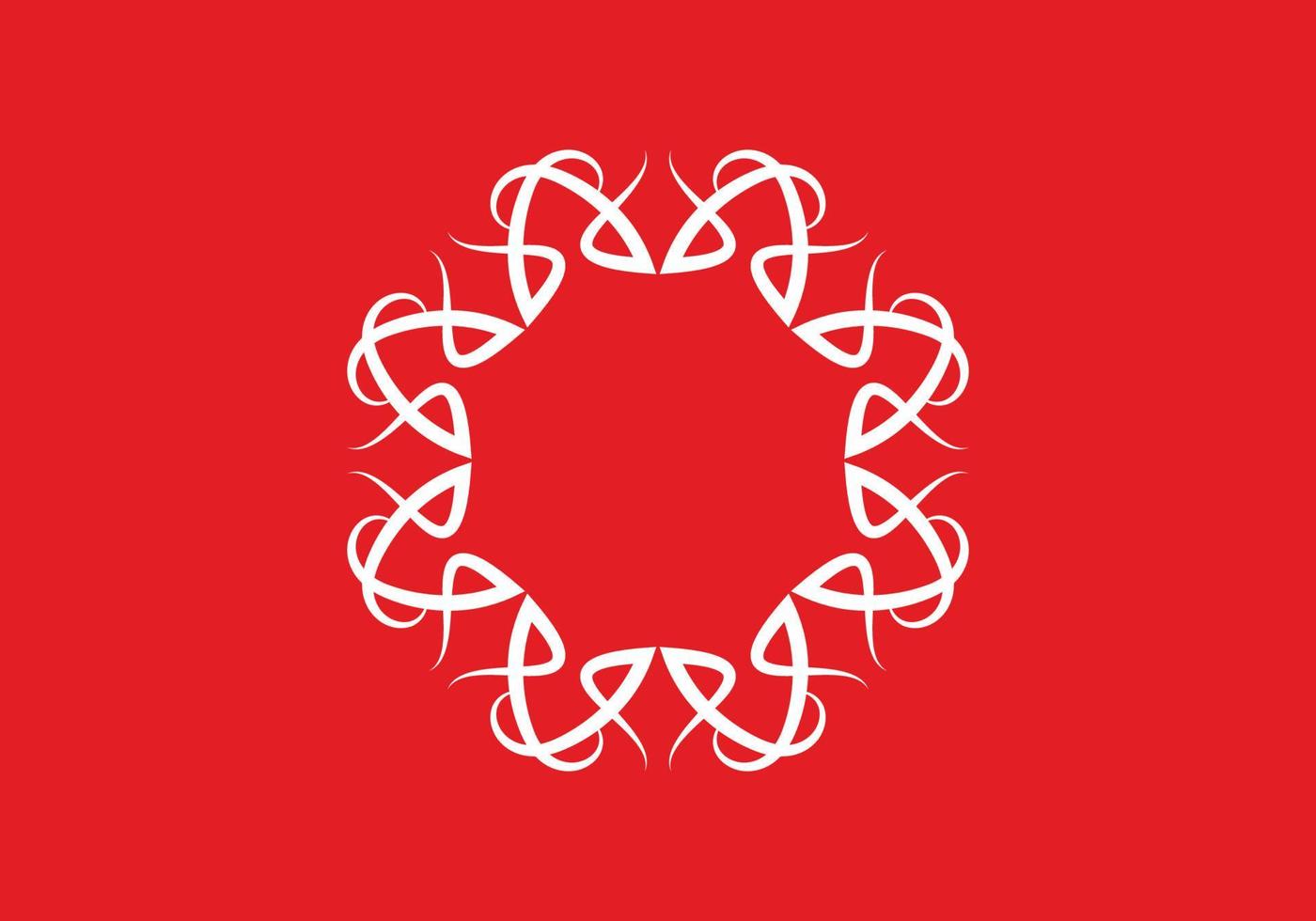 logotipo de vetor de ornamento branco vermelho