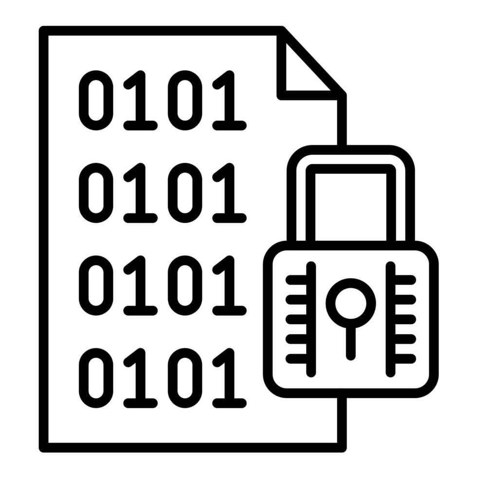 ícone de linha de criptografia de arquivo vetor