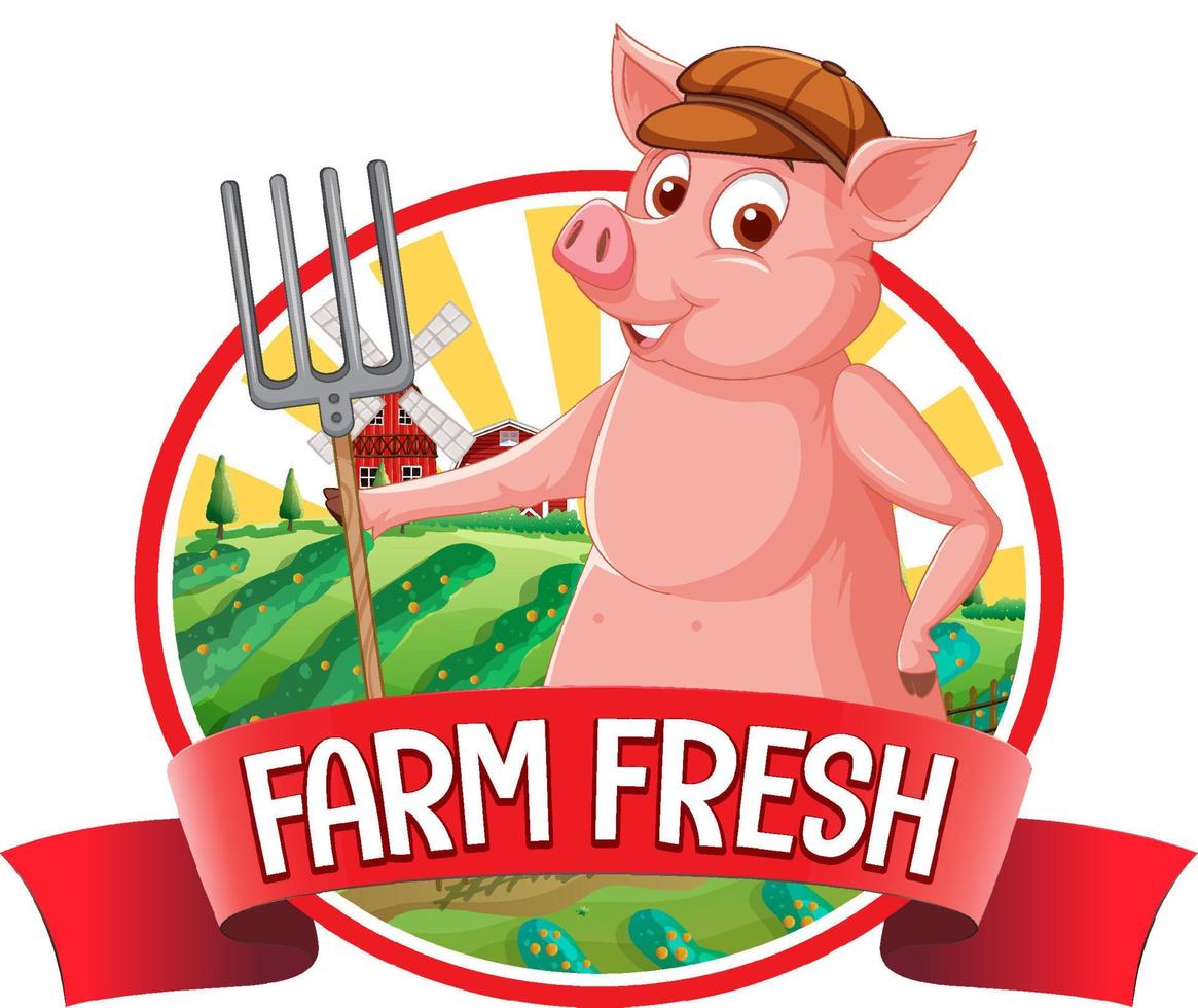 logotipo fresco da fazenda de porcos para produtos de carne suína vetor