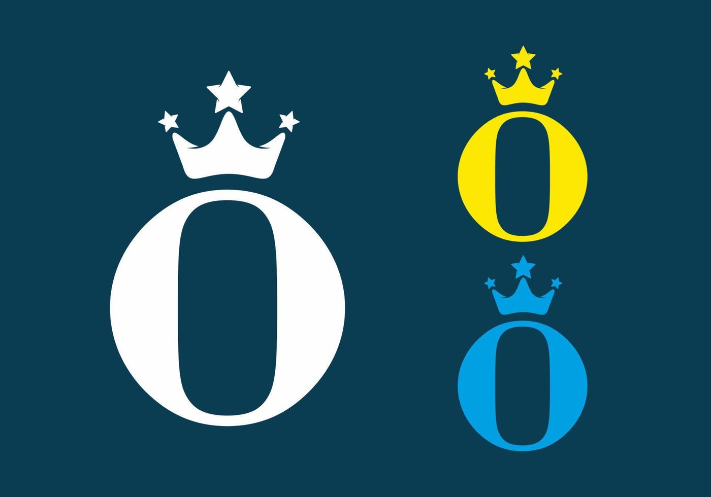 o letra inicial com logotipo da coroa vetor