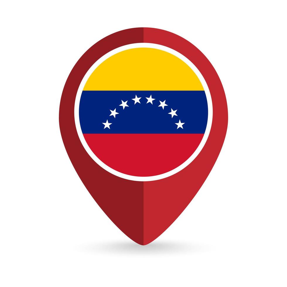 ponteiro de mapa com contry venezuela. bandeira venezuelana. ilustração vetorial. vetor