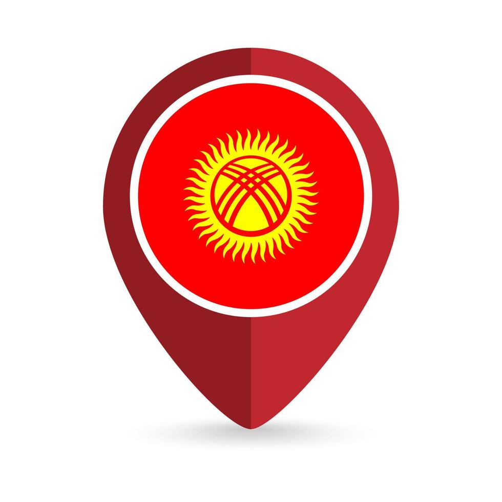 ponteiro de mapa com contry quirguistão. bandeira do Quirguistão. ilustração vetorial. vetor
