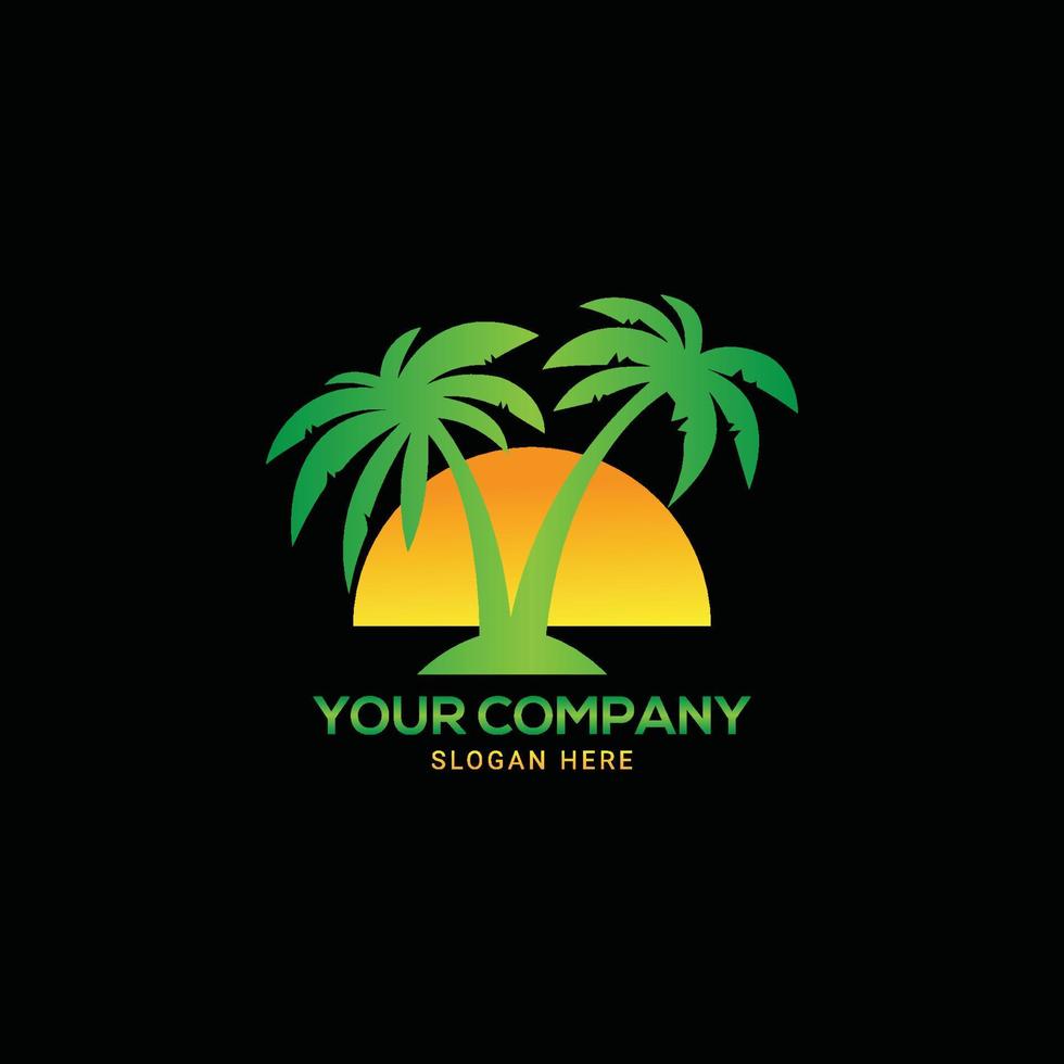 palmeira verde, vetor de design de logotipo de árvore