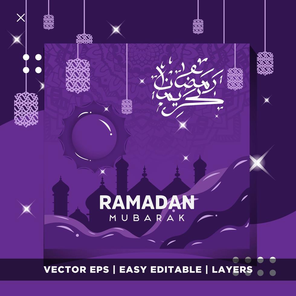 fundo de temporada ramadan kareem, modelo de mídia social vetor