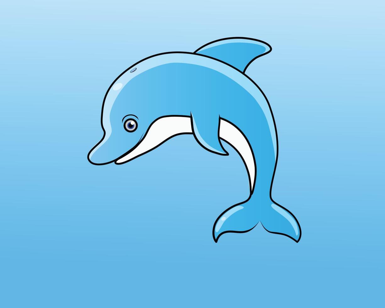 um golfinho fofo no design de ilustração vetorial de estilo cartoon vetor
