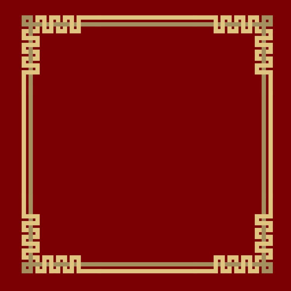 vetor de borda de estilo chinês com cor dourada