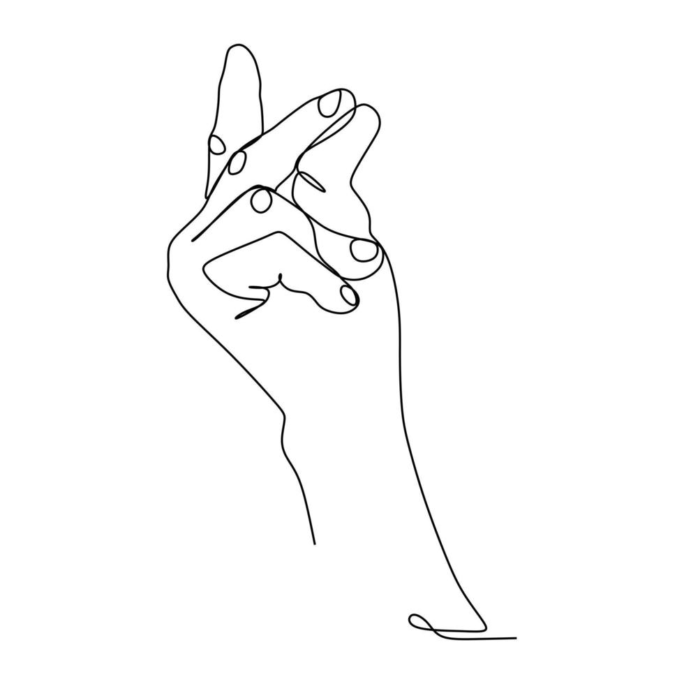 desenho de linha contínuo do gesto de mão de encaixe do dedo ícone de traçado de contorno de linha plana mínimo. conceito fácil de design de desenho de linha simples vetor