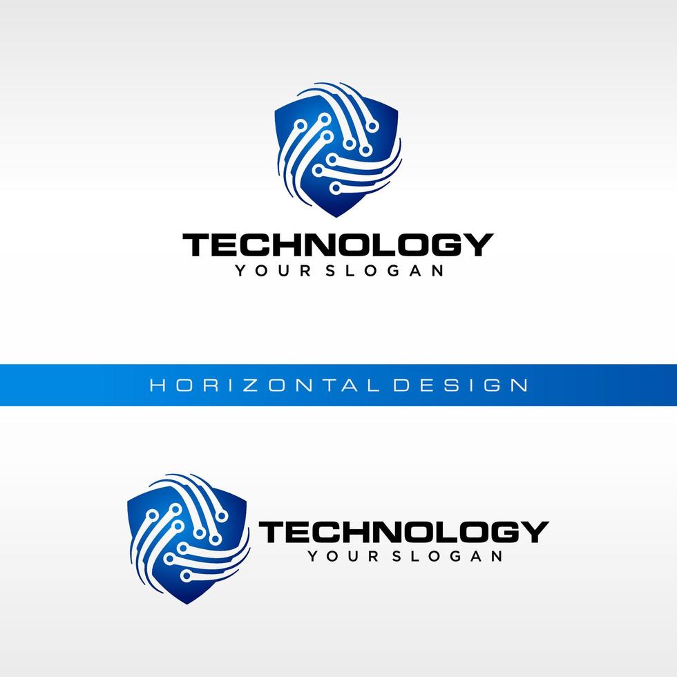 vetor de estoque de ícone de logotipo de tecnologia de escudo