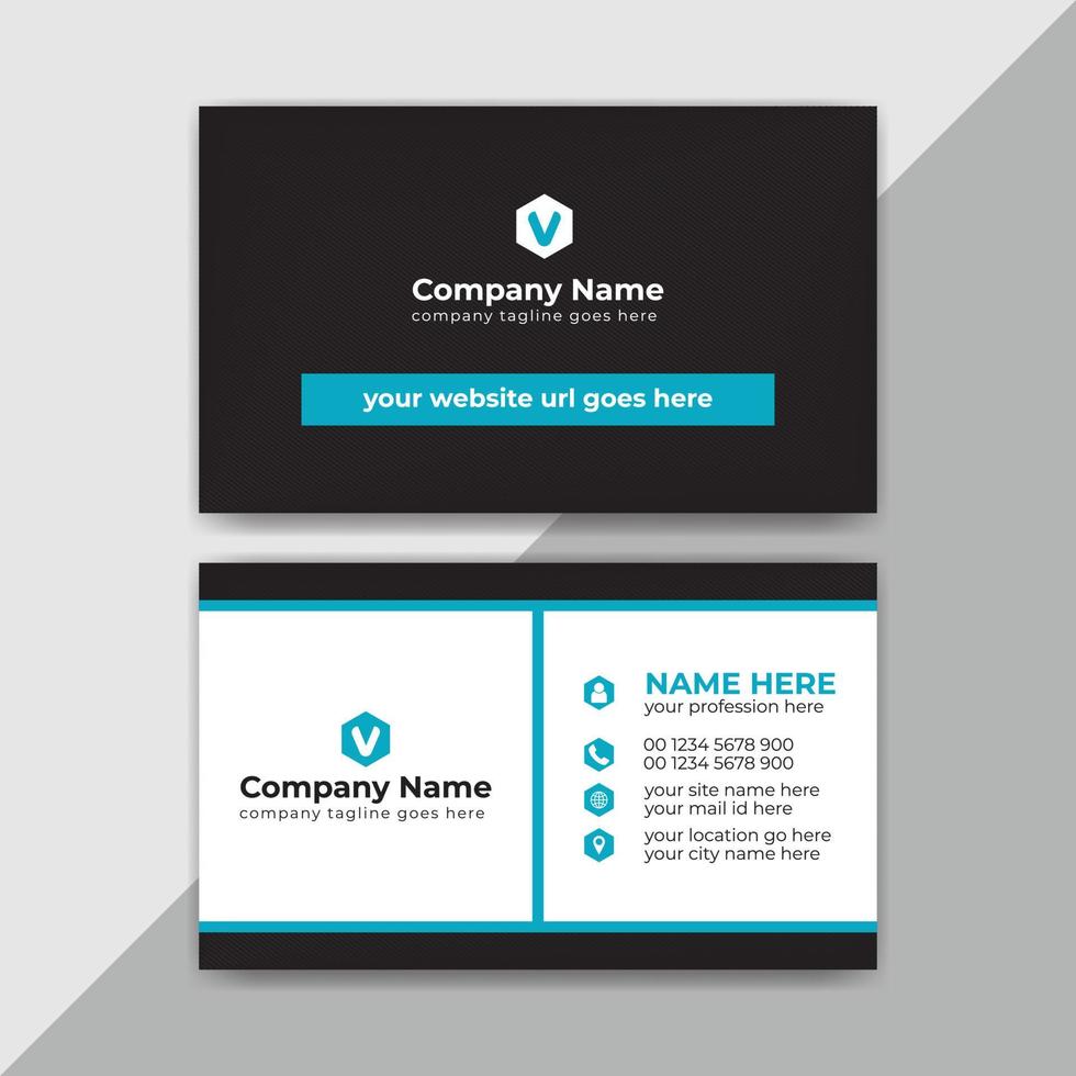 design de modelo de cartão de visita criativo, corporativo e moderno com vetor de layout de cor azul e preto