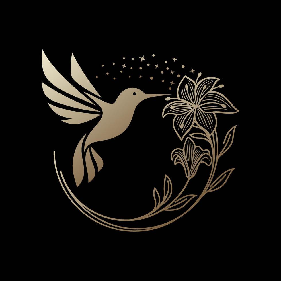 ilustração de logotipo tropical de flor de pássaro de beija-flor vetor