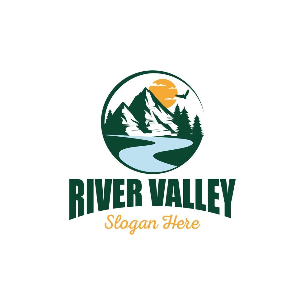 modelo de vetor de design de logotipo de montanha do rio