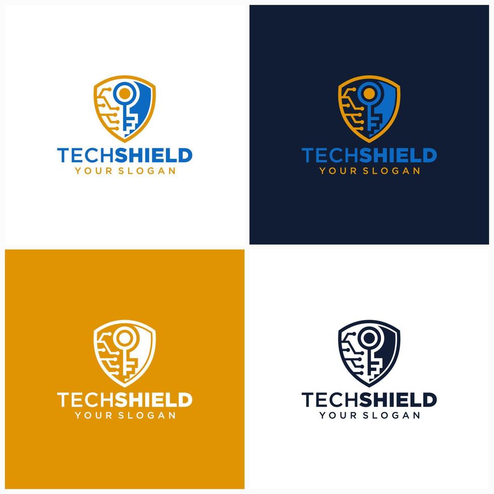 vetor de estoque de ícone de logotipo de tecnologia de escudo