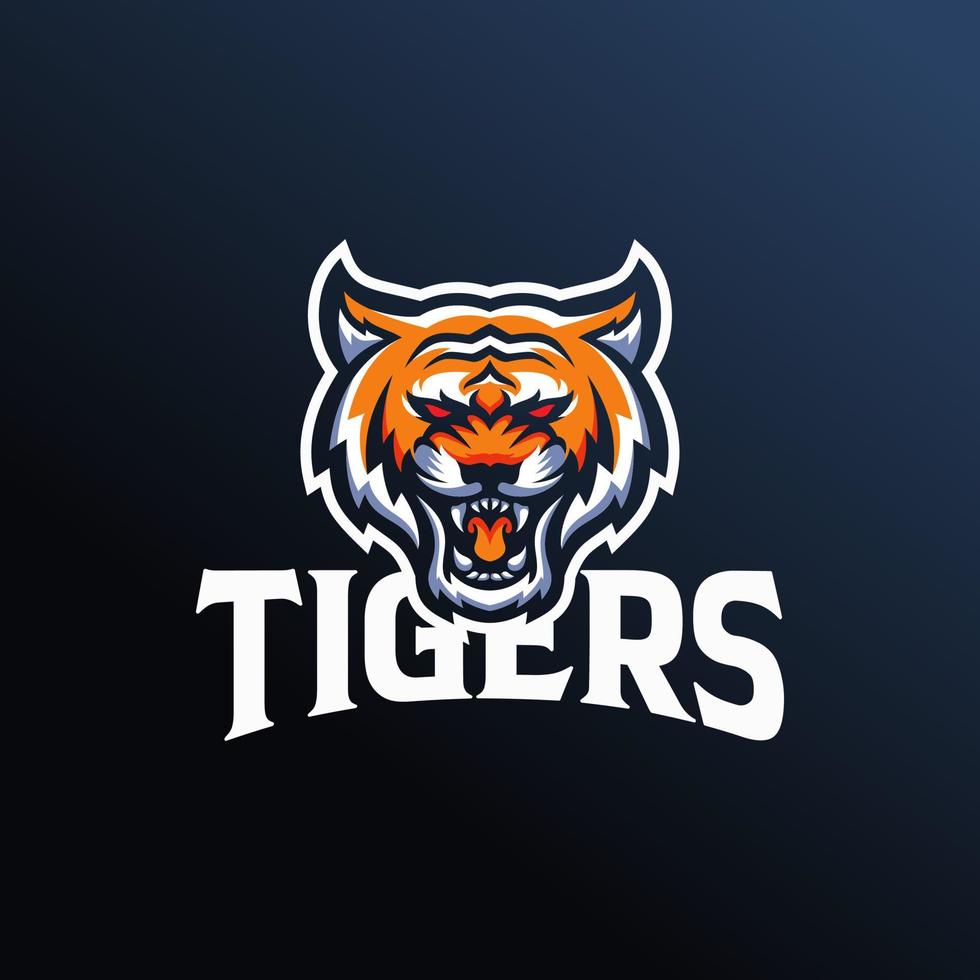 ilustração de cabeça de tigre para esportes e logotipo de jogos vetor