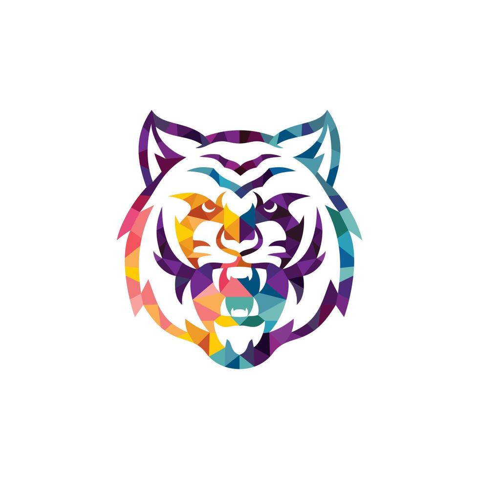 ilustração vetorial de design de logotipo de tigre rugindo vetor