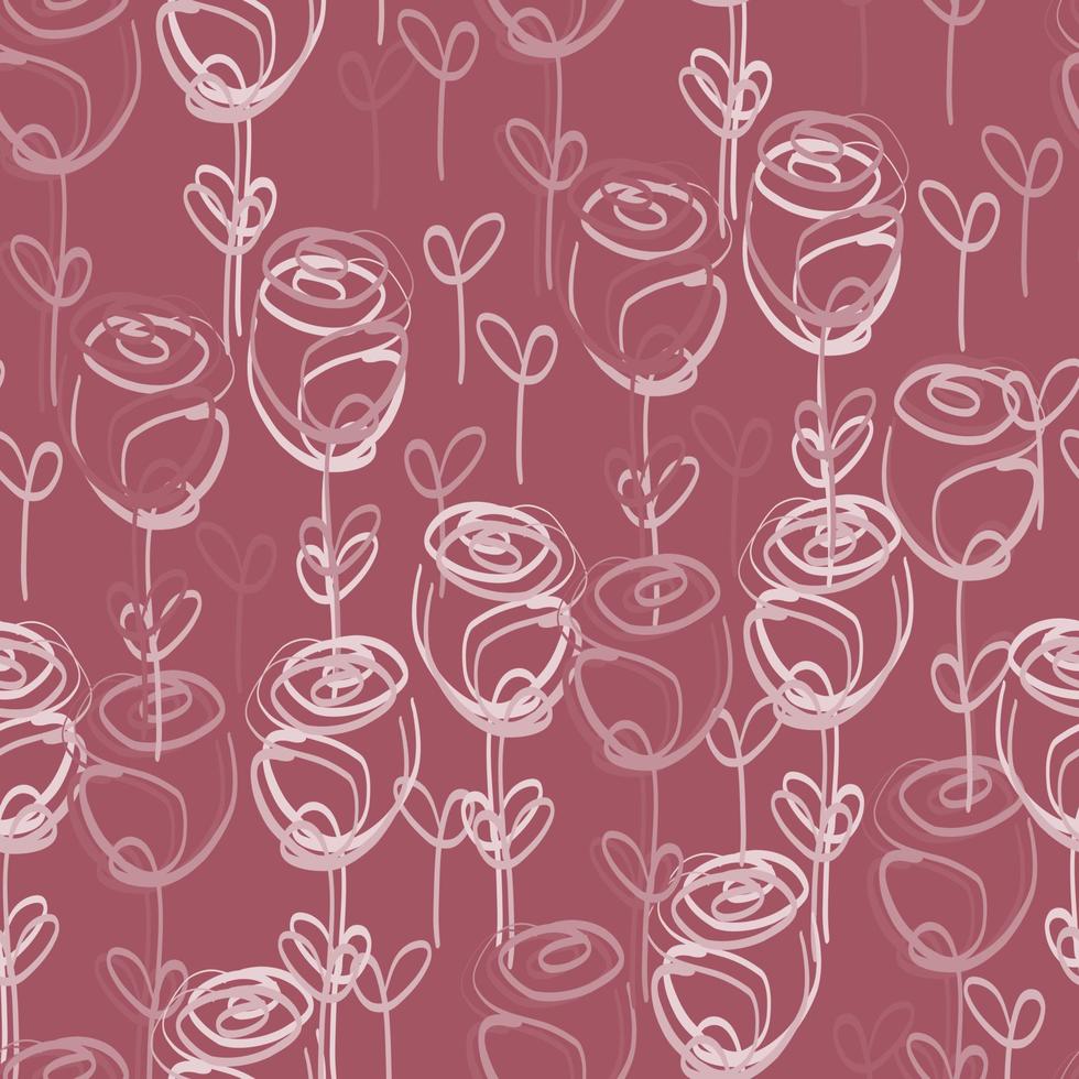 fundo abstrato sem costura com rosas cor de rosa, cartão ou tecido vetor