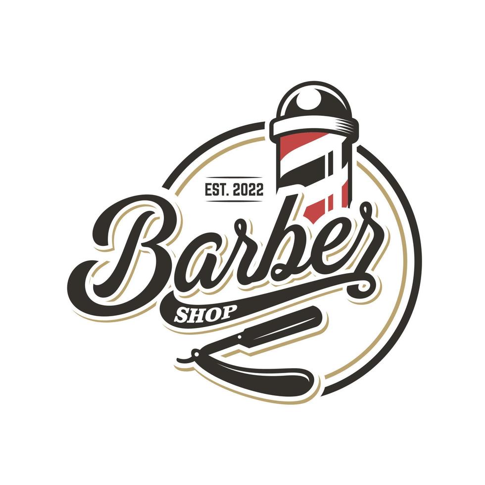modelo de vetor de design de logotipo de barbearia vintage