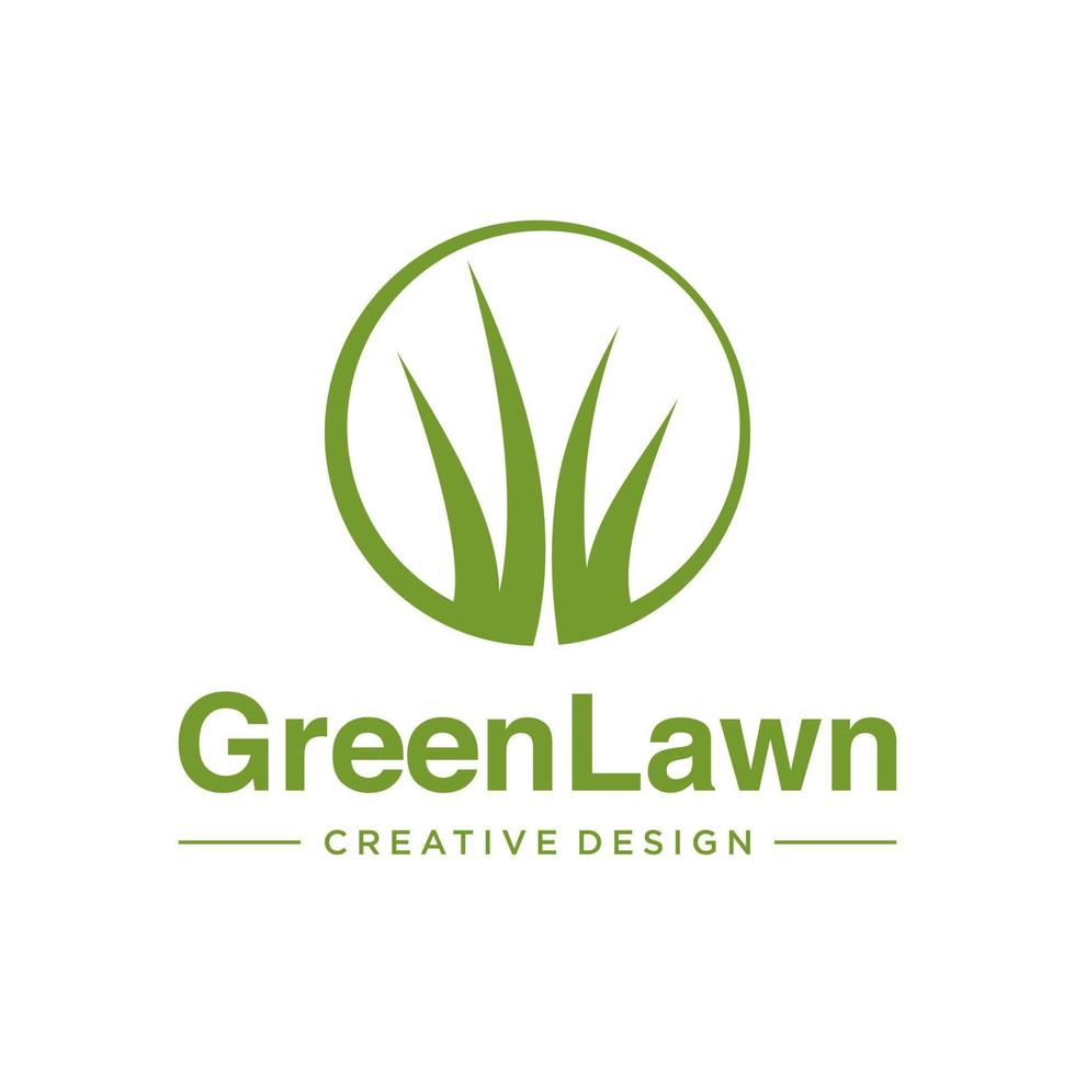 logotipo de cuidados com o gramado. modelo de vetor de logotipo de serviços de gramado