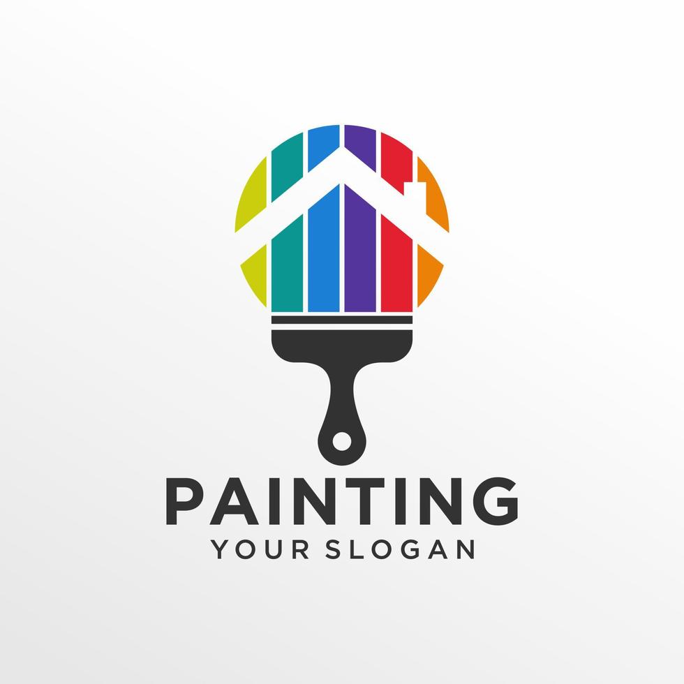 modelo de vetor de design de logotipo de pintura de casa