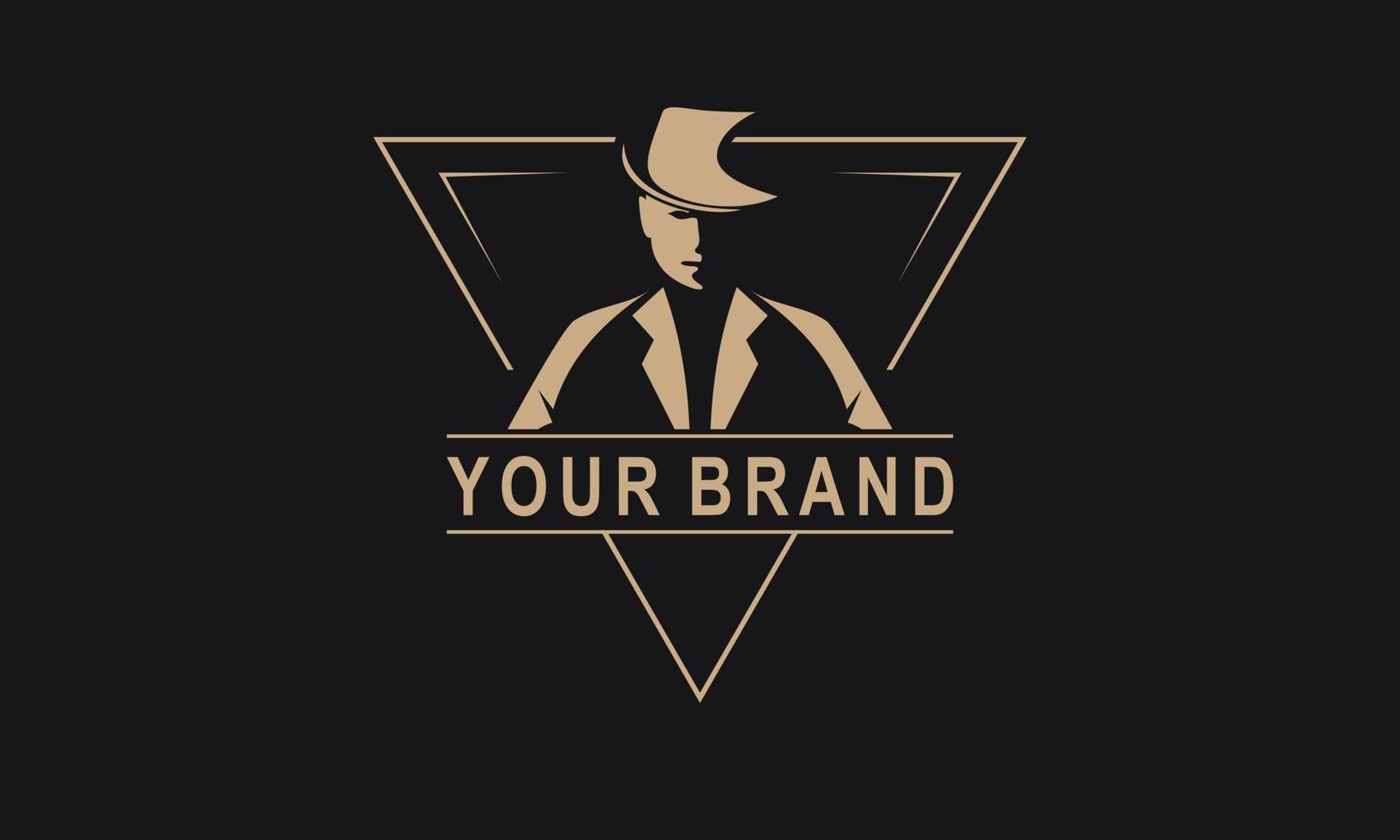 emblemas do logotipo da máfia com a cabeça de homens de silhueta abstrata de personagem no chapéu. ilustração vetorial vintage vetor