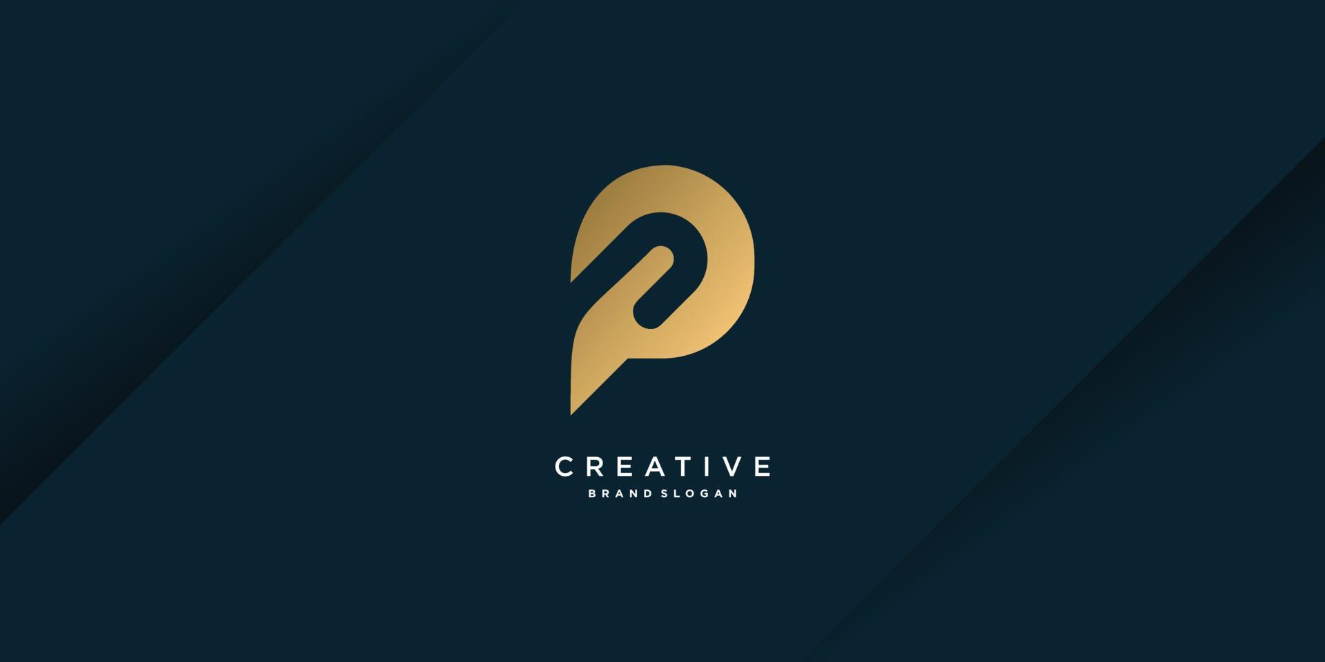 logotipo p com design de conceito criativo para empresa, pessoa, marketing, vetor parte 1