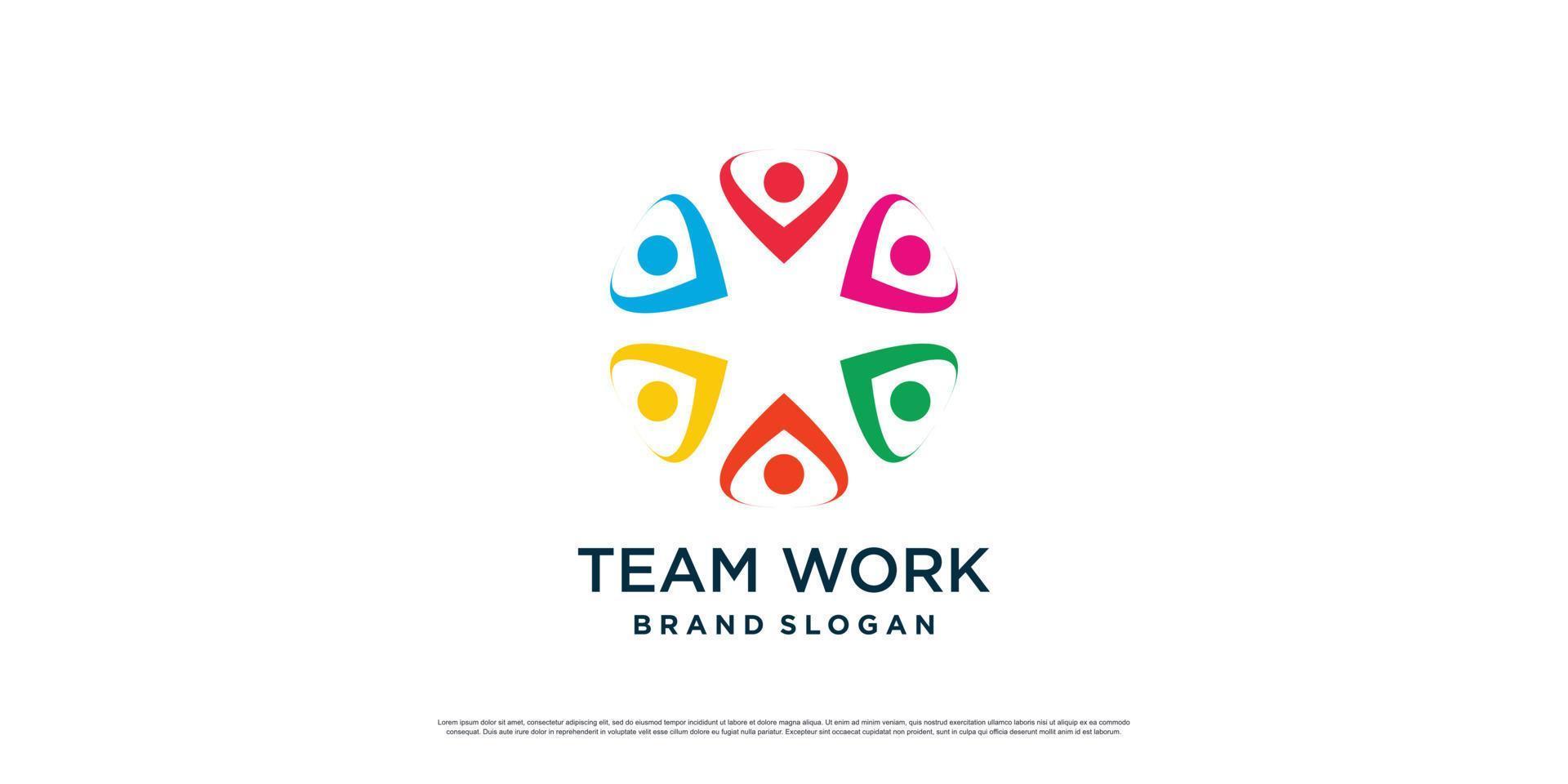 ícone de logotipo de trabalho em equipe com conceito abstrato moderno vetor premium parte 2