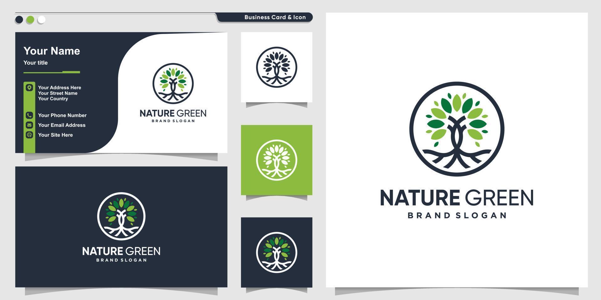 resumo do logotipo da natureza com vetor premium de estilo moderno