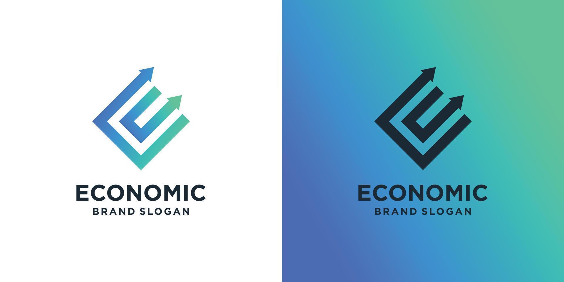 modelo de logotipo de seta abstrata para vetor premium de empresa econômica