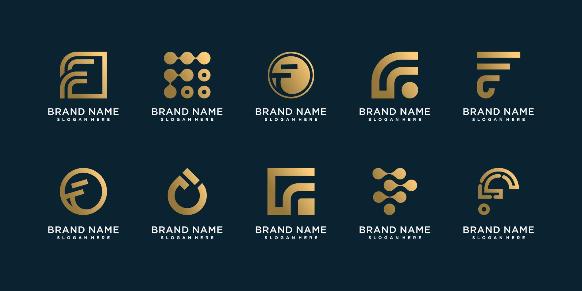 conjunto de coleção de logotipo da letra f com vetor premium de estilo único